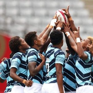 Fijiana huddle Rugby 7s