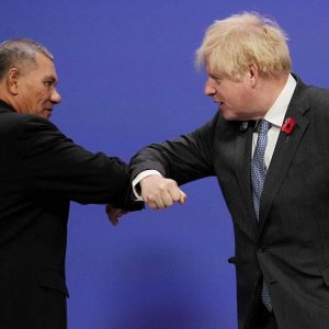 Kausea Natano greets Boris Johnson