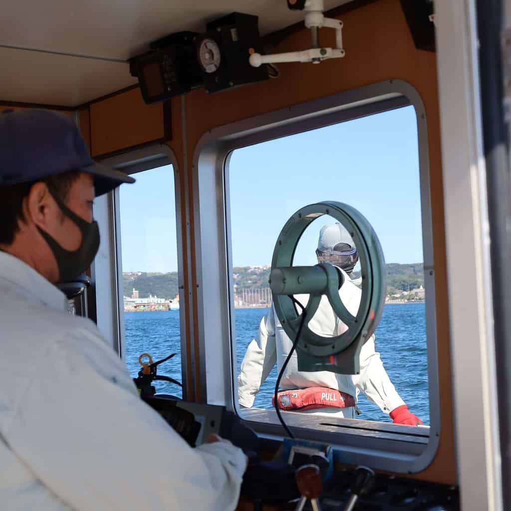 Captain drives a vessel in Japan