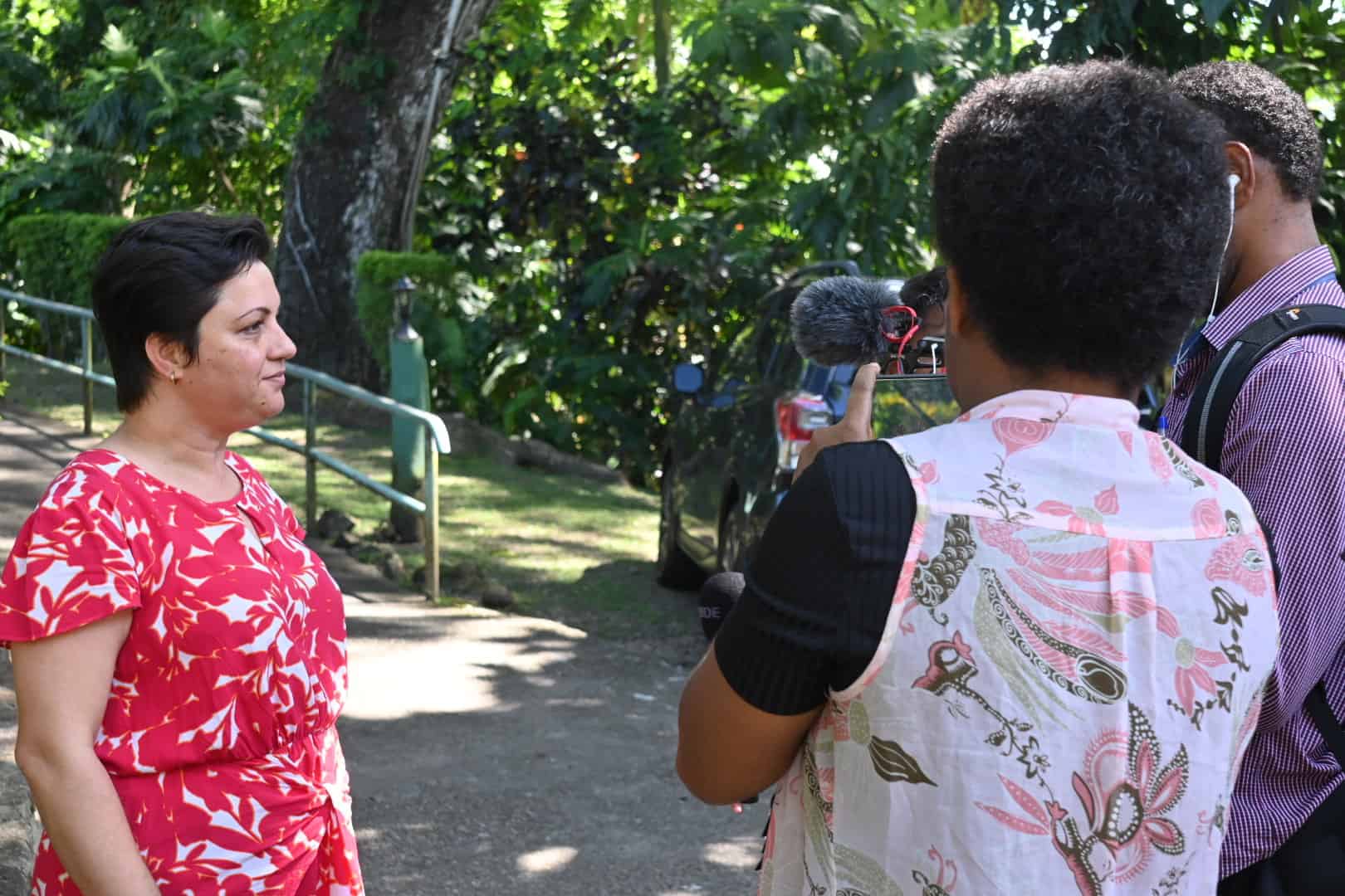 AUSPS General Secretary Rosalia Fatiaki is interviewed by media