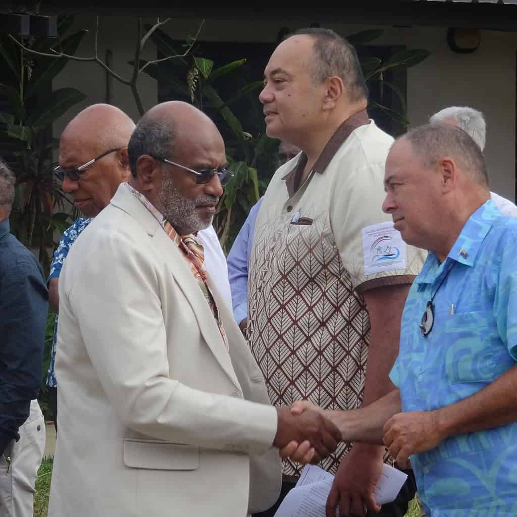 Forum leaders meet Mahe Gowe, President of the Kanak Customary Senate