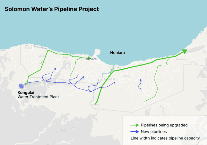 Solomon Water’s plan to expand and upgrade its clean water services in Honiara.​
CREDIT: Edin Pašović, OCCRP / Solomon Water