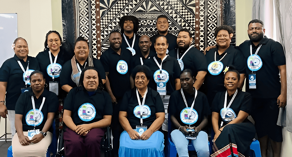 Angelica Posin (second from right, front row) at the 2024 OPI Annual Peace Building Training in Fiji.