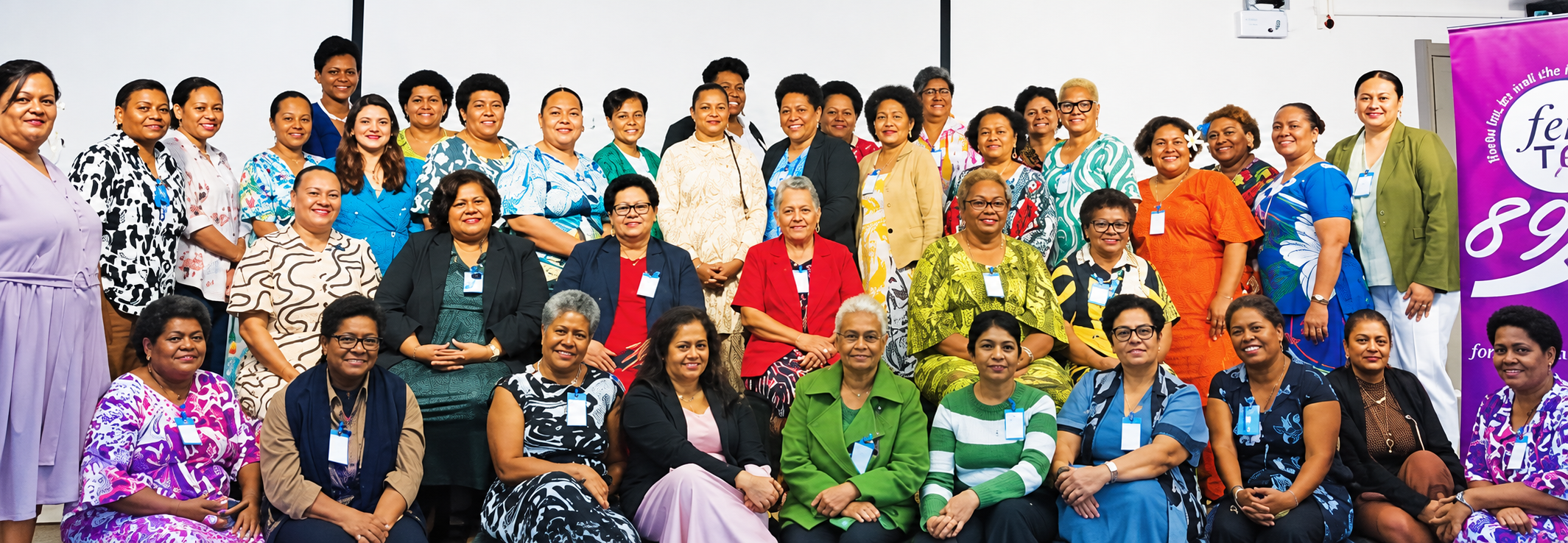 A group of women attend femLINKpacific training in Fiji to learn how to become political leaders and take part in making decisions for their communities.